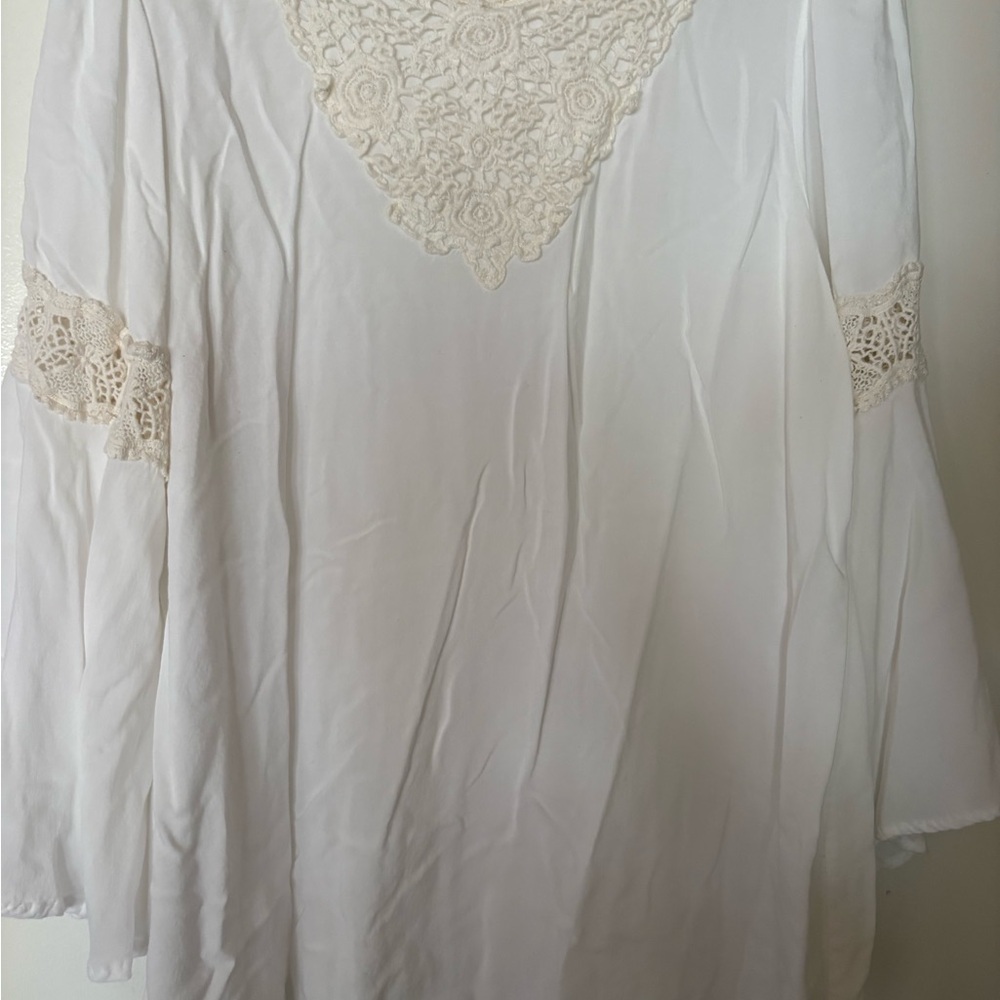 White Lace Detail Blouse